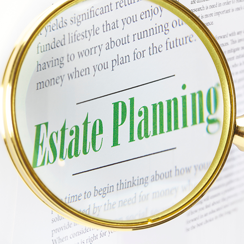 Graphic with Estate Planning highlighted by a magnify glass